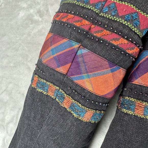 Coldwater Creek Beaded Boho Jacket Women's‎ 12 Black Open Blazer 90s Funky(1348) - Picture 9 of 13